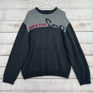 Vintage Y2K Triple Five Soul Crewneck Sweater Mens Large Gray Red Skate NYC